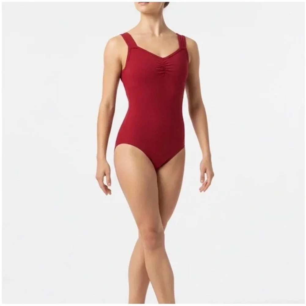CL Theatricals Red Black Cross Back Tank Leotard Youth LC New